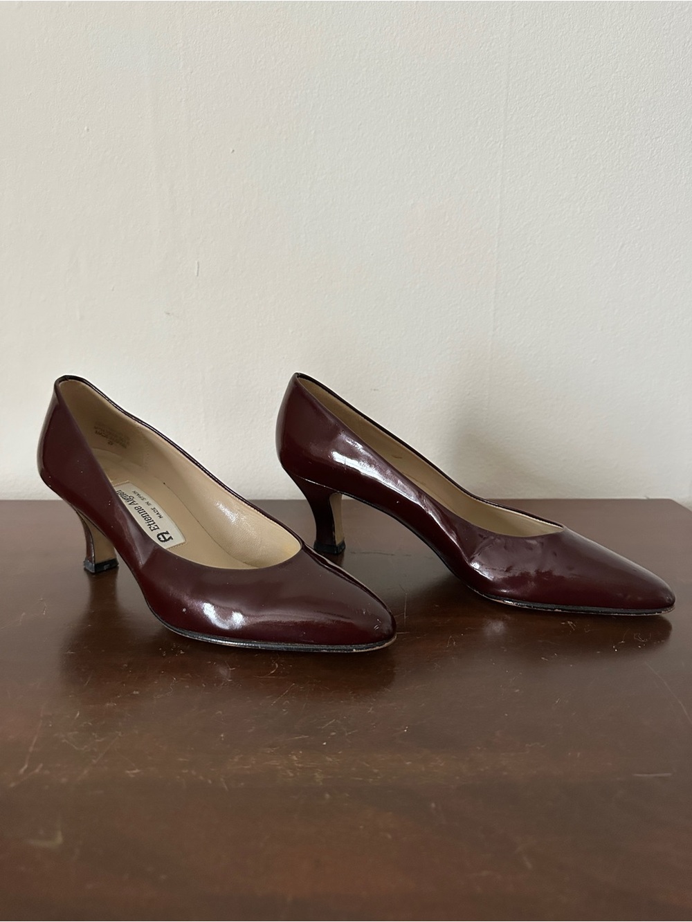 Vintage 80s Etienne Aigner Bronze Patent Leather Pumps